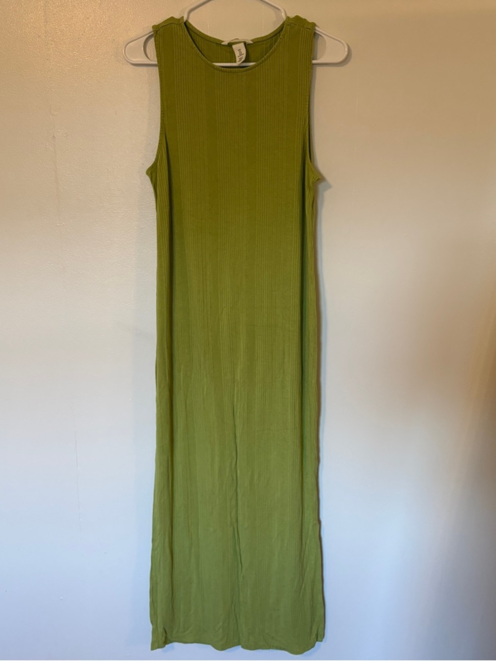 Chartreuse Green Ribbed Maxi Maternity Dress